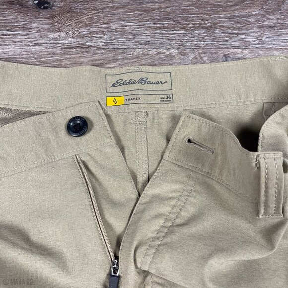 Eddie Bauer Men's Travex Outdoor Shorts Zipped Cargo Pockets Hiking Size 36 Tan - Picture 2 of 10